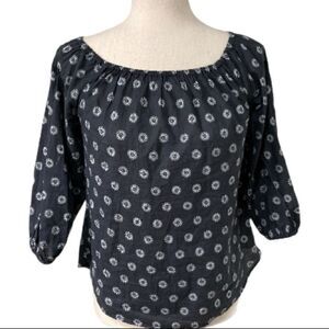 Anthropologie Maeve blue elastic neck top